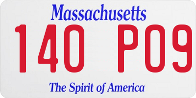 MA license plate 140PO9