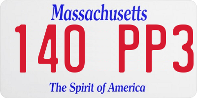 MA license plate 140PP3