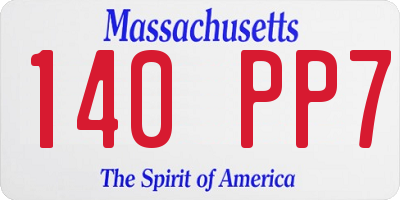 MA license plate 140PP7