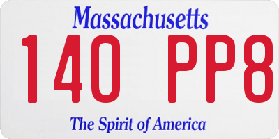 MA license plate 140PP8