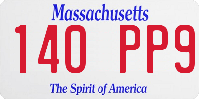 MA license plate 140PP9