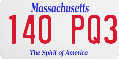 MA license plate 140PQ3