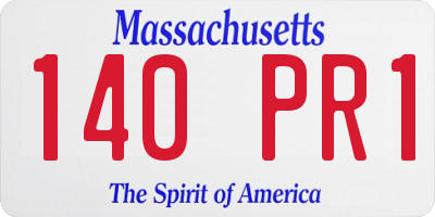 MA license plate 140PR1