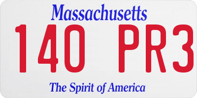 MA license plate 140PR3
