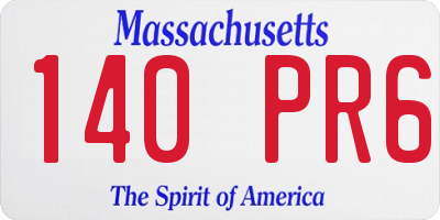 MA license plate 140PR6