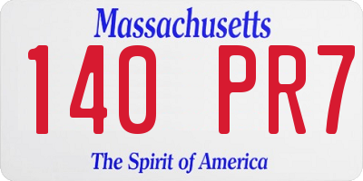 MA license plate 140PR7