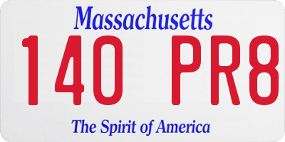 MA license plate 140PR8