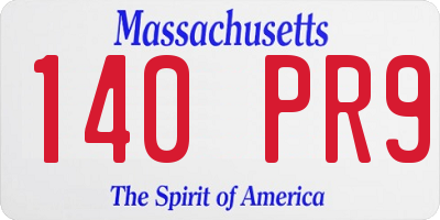 MA license plate 140PR9