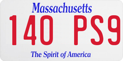 MA license plate 140PS9