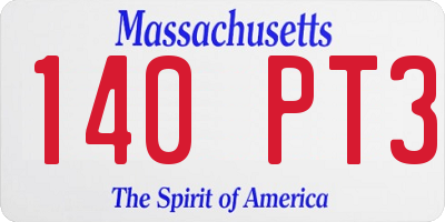MA license plate 140PT3