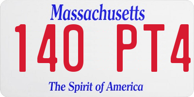 MA license plate 140PT4