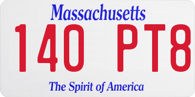 MA license plate 140PT8