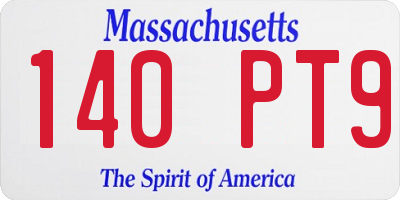 MA license plate 140PT9