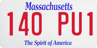 MA license plate 140PU1