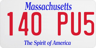 MA license plate 140PU5
