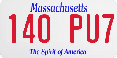 MA license plate 140PU7