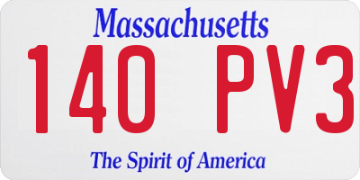 MA license plate 140PV3