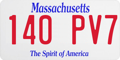 MA license plate 140PV7