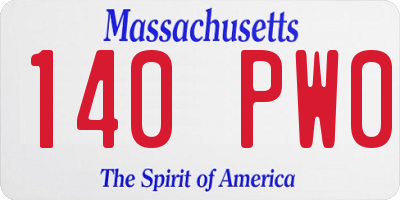 MA license plate 140PW0