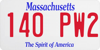 MA license plate 140PW2