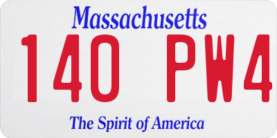 MA license plate 140PW4
