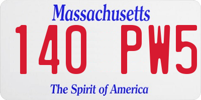MA license plate 140PW5