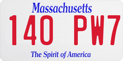 MA license plate 140PW7