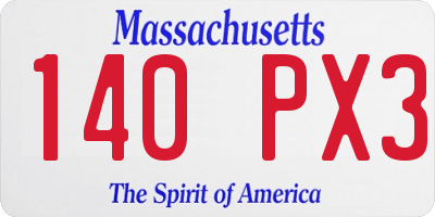 MA license plate 140PX3