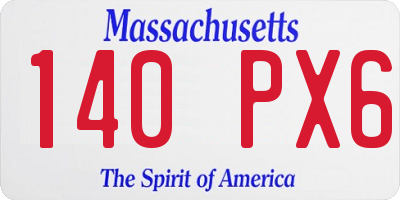 MA license plate 140PX6