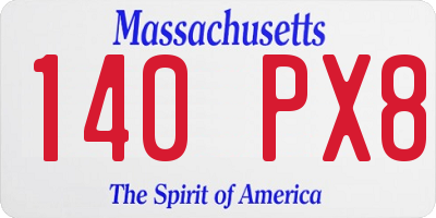 MA license plate 140PX8