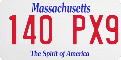 MA license plate 140PX9