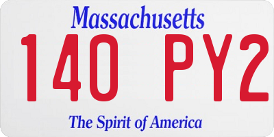 MA license plate 140PY2