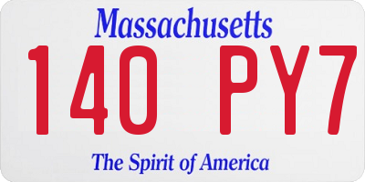 MA license plate 140PY7