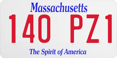 MA license plate 140PZ1