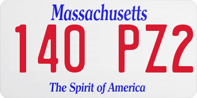 MA license plate 140PZ2