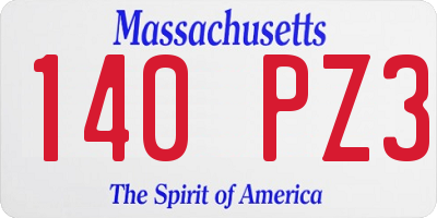 MA license plate 140PZ3
