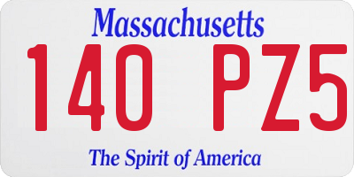 MA license plate 140PZ5