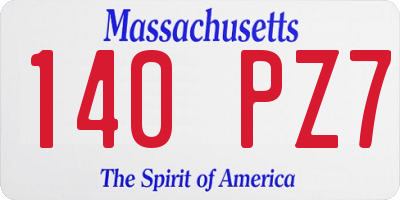 MA license plate 140PZ7