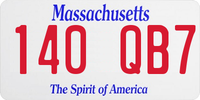MA license plate 140QB7