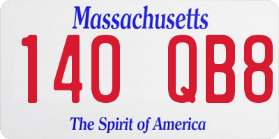 MA license plate 140QB8