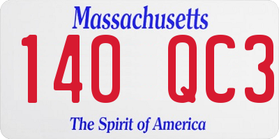MA license plate 140QC3