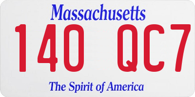 MA license plate 140QC7