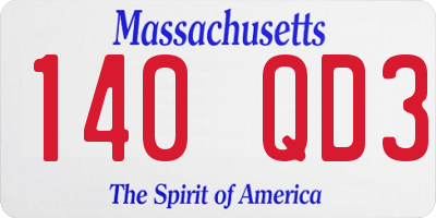 MA license plate 140QD3