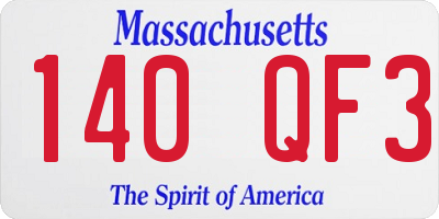MA license plate 140QF3