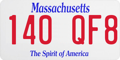 MA license plate 140QF8