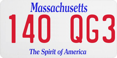 MA license plate 140QG3