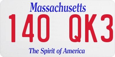 MA license plate 140QK3