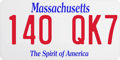 MA license plate 140QK7