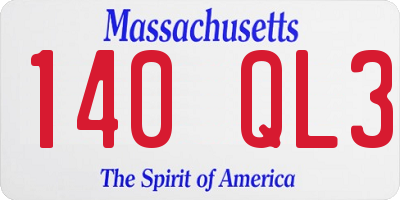 MA license plate 140QL3