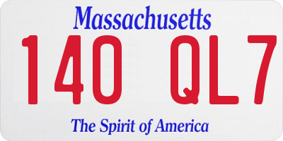 MA license plate 140QL7